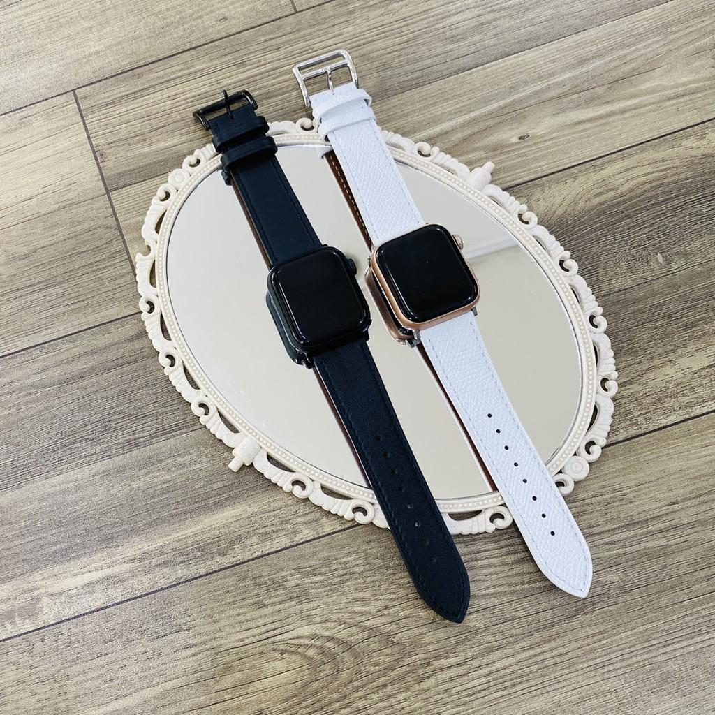 Dây da cực xịn hai màu trắng và đen dành cho apple watch series 1/2/3/4/5/6/se