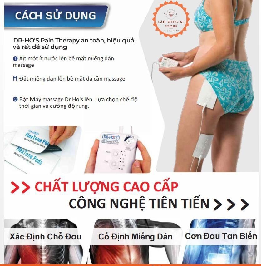 MÁY MASAGE  TRỊ LIỆU XUNG ĐIỆN DR HO'S- 4MIẾNG DÁN- MÀU XANH