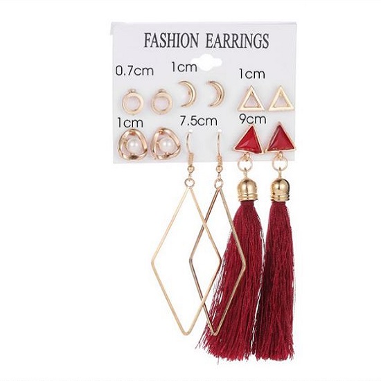 Set bông tai đủ mẫu gồm 6 đôi như hình