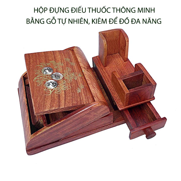 Hộp đựng đồ thông minh sáng tạo bằng gỗ tự nhiên