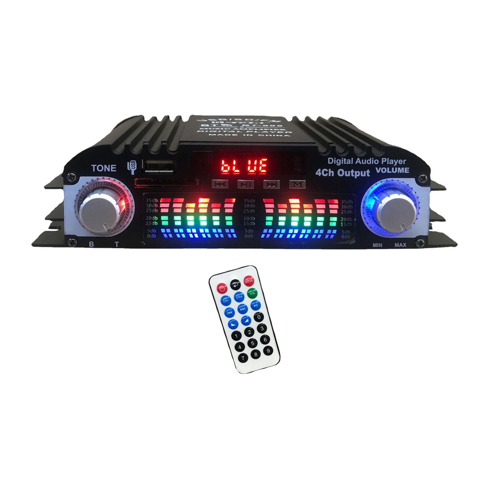 HiFi Stereo Power Amplifier 4 CH  USB FM Radio Audio Receiver for Bar Home