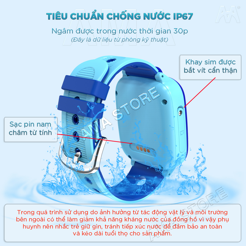 Đồng hồ Thông minh SOS Gọi điện thoại Định vị GPS Chống nước IP67 AMA Watch D06S cho Trẻ con 4 tuổi 5 tuổi 6 tuổi 7 tuổi 8 tuổi 9 tuổi 10 tuổi 11 tuổi Hàng nhập khẩu