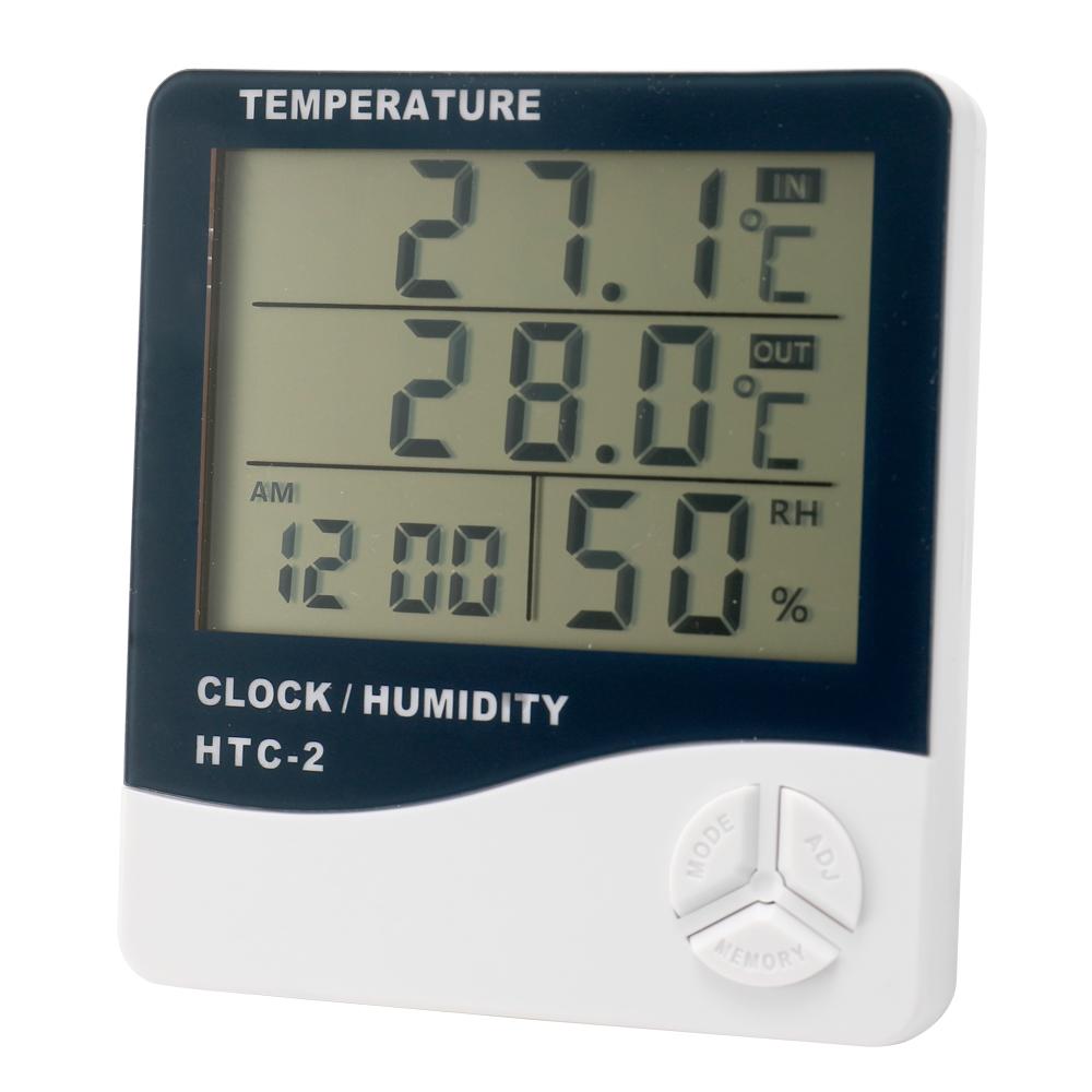 Indoor and Outdoor Large Screen Digital Display Temperature and Humidity Meter Time Calendar Alarm Temperature Meter and Hygrometer