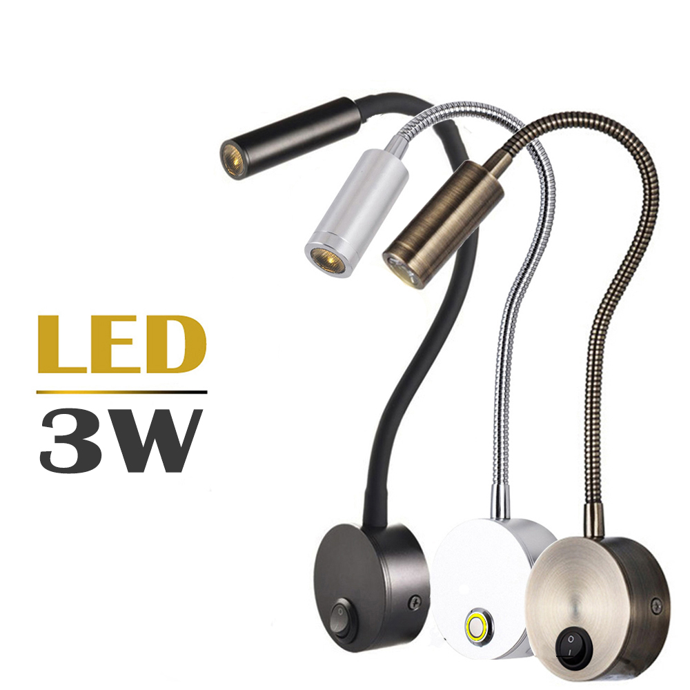 Đèn đọc sách đầu giường LED 3W, Loại gắn tường, Ánh sáng chiếu rọi điểm