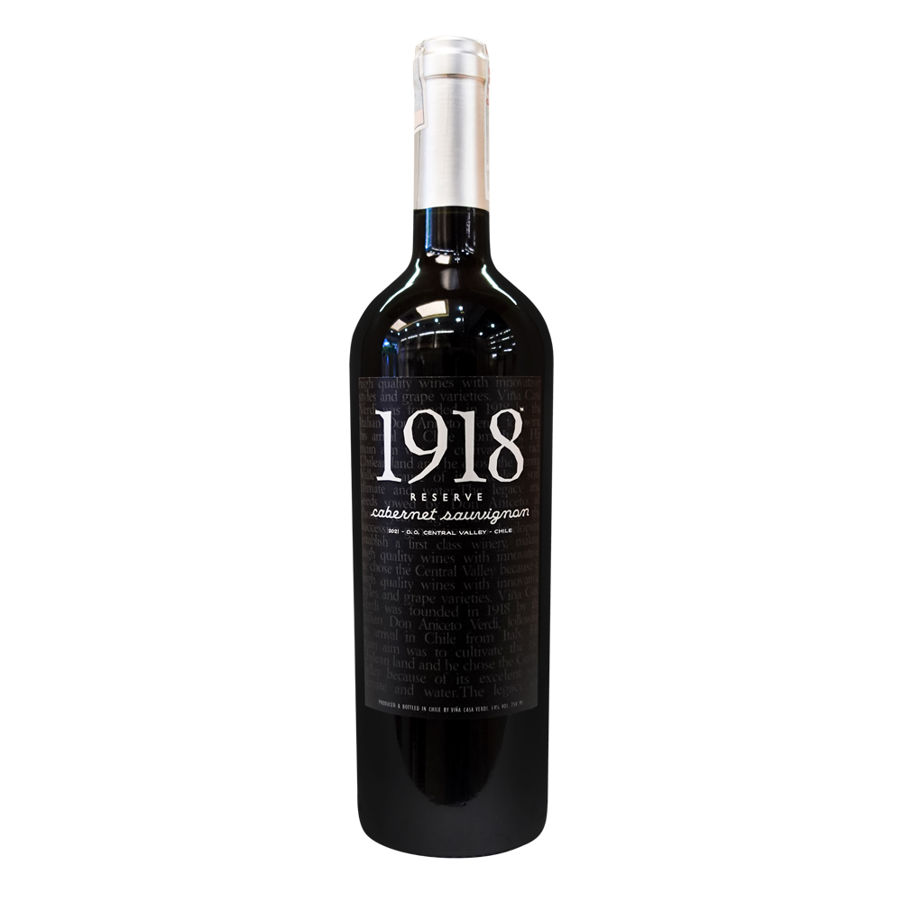 Rượu Vang Đỏ  1918 Reserve Cabernet Sauvignon 750ml 14.5% - Chile - Hàng Chính Hãng