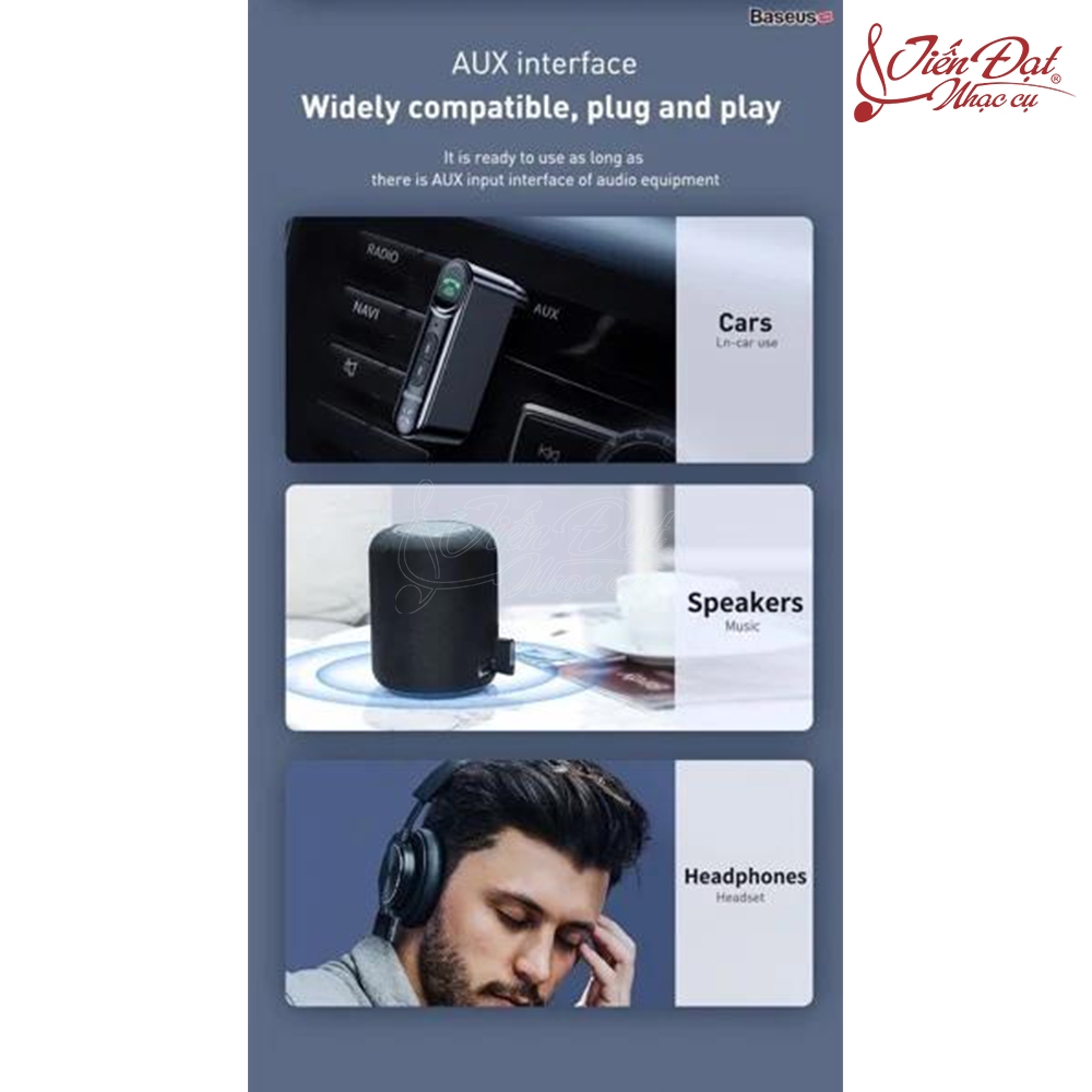 Bộ Bluetooth Receiver Dùng Cho Xe Hơi, Loa Không Hỗ Trợ Bluetooth