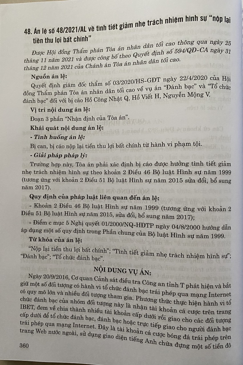 Hệ Thống  Án Lệ Việt Nam ( hiện hành) Từ Án Lệ số 01 đến Án Lệ số 72