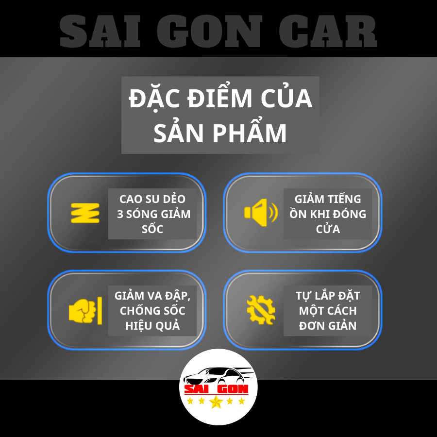 Nút giảm chấn cửa ô tô, giảm sốc, giảm tiếng ốn hiệu quả khi đóng cửa và cốp xe ô tô