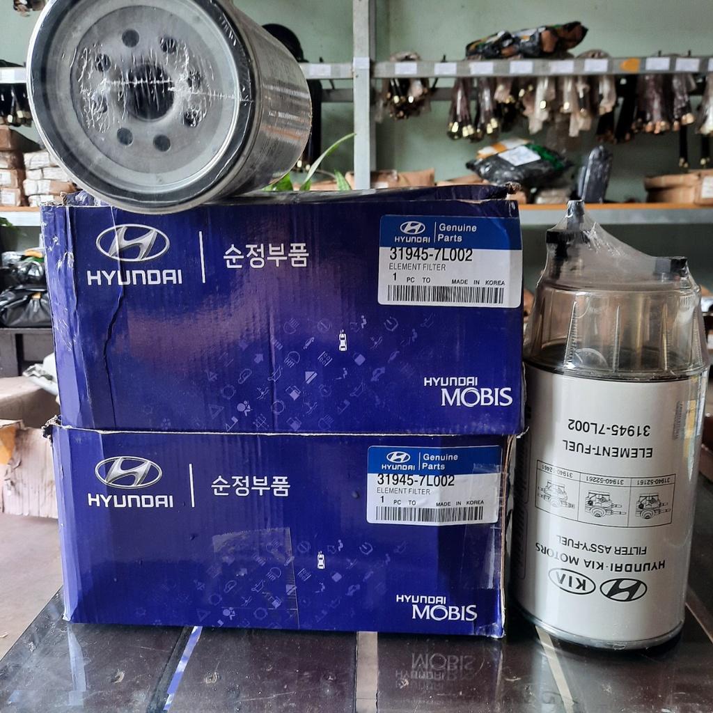 Lọc nhiên liệu (Lọc dầu) xe Hyundai 5 tấn, 8 tấn, Hyundai County điện, mã lọc 31945-7L002, hàng Hyundai Mobis xanh