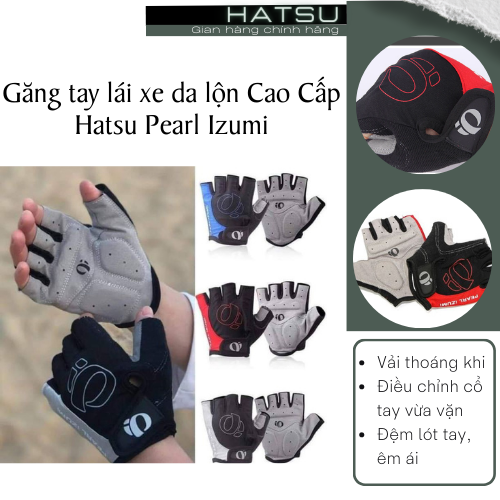 Găng tay lái xe da lộn Cao Cấp Hatsu Pearl Izumi, Găng tay đi phượt - Găng tay chạy xe máy, Xe đạp, Có Đệm Chống Sốc - Hàng chính hãng