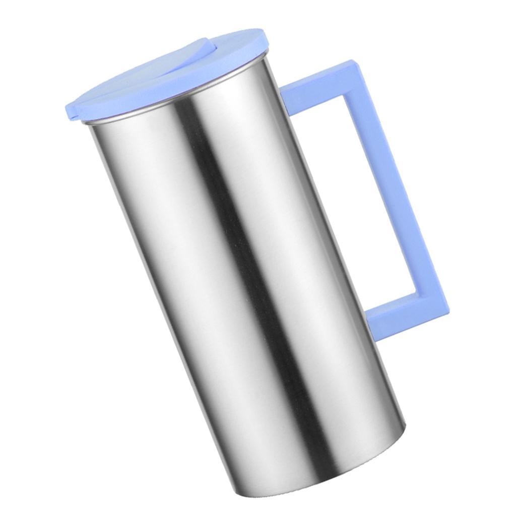 2 Pcs Stainless 0.5 Gallon Water Pitcher Blue Juice Ice Tea Jug Cafe Serving