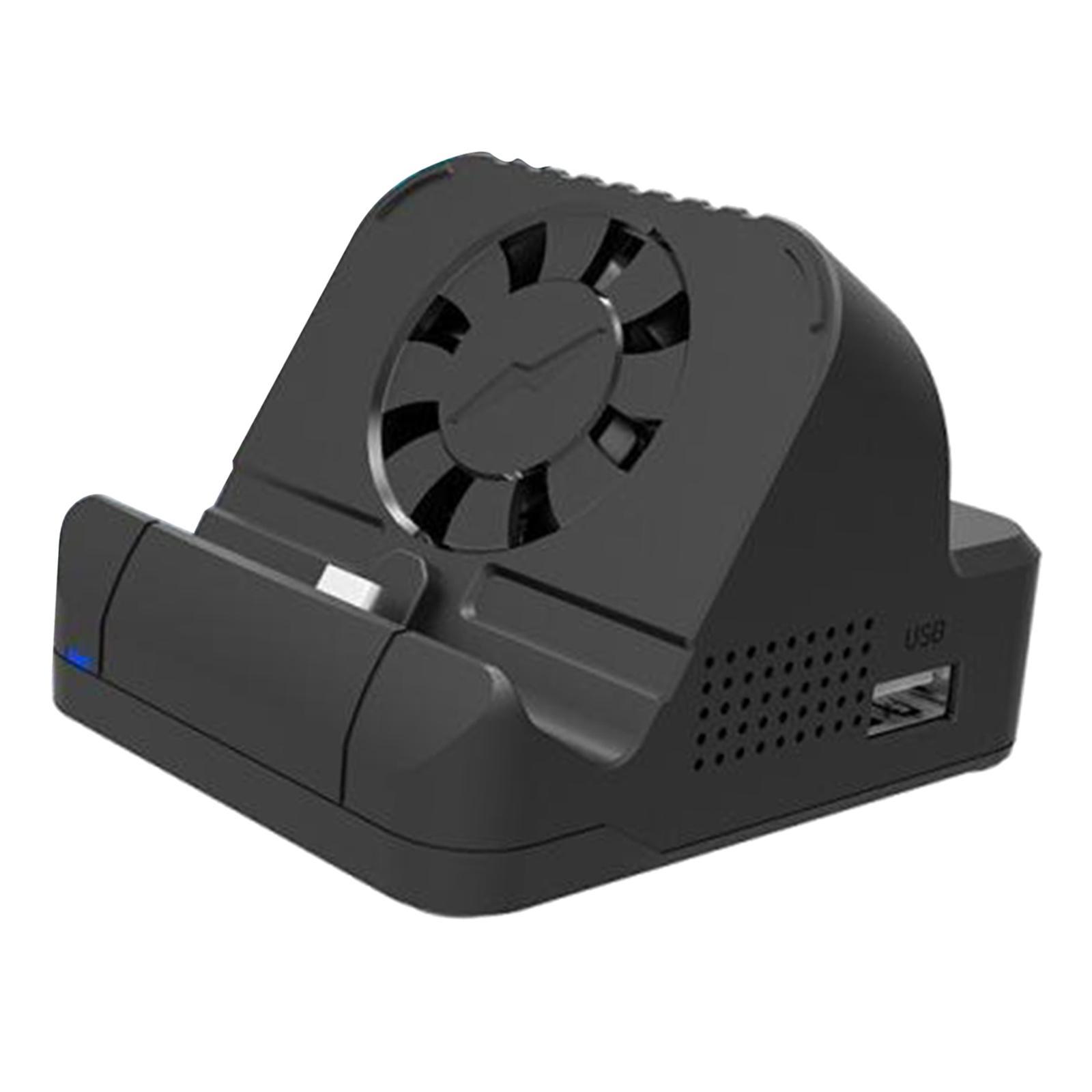 Portable TV Converter Adapter Charging Dock Charger & Cooling Fan Black