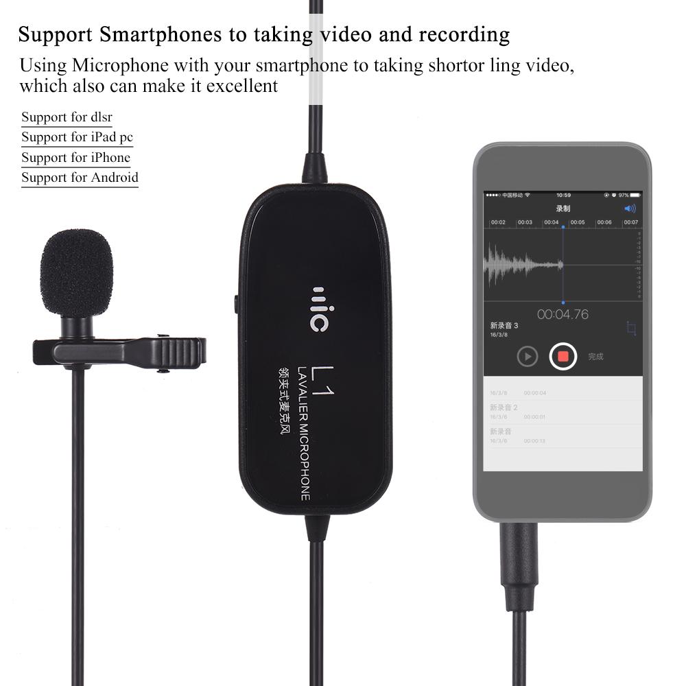 Microphone Micrô Clip-on Lavalier Omin-directional Condenser ghi âm / video cho iPhone Điện thoại thông minh
