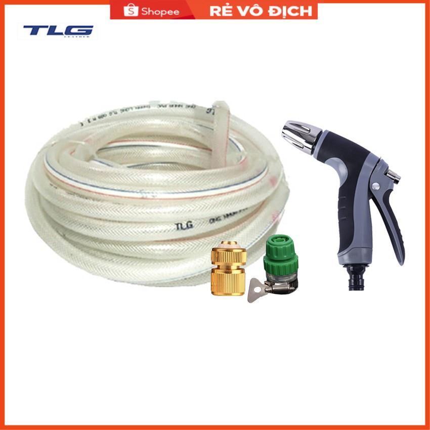 Bộ dây vòi xịt nước rửa xe,tưới cây tăng áp 3 lần 7-10m(cút đồng nối nhựa xanh) 206817