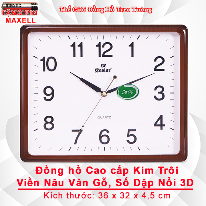 ĐỒNG HỒ CAO CẤP MẶT VIỀN NÂU VÂN GỖ – MÁY KIM TRÔI – KÈM THEO PIN MAXELL