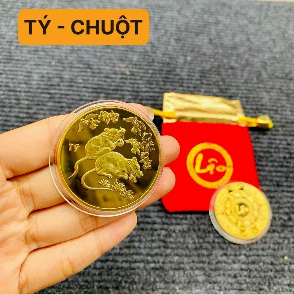 Đồng May Mắn 12 con Giáp kèm theo Túi May Mắn bạn có thể mang trong bóp Ví, để mang lại May mắn Tài Lộc quanh Năm