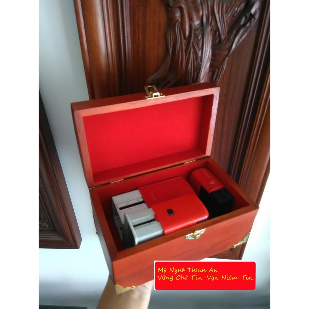 Hộp đựng trang sức,hộp đựng dấu gỗ hương quý hiếm bọc đồng nắp vòm HBD02
