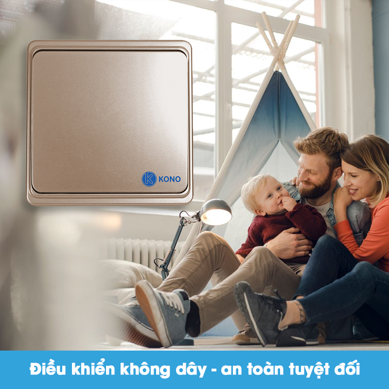 Bộ công tắc điều khiển từ xa KONO KN-RF43, tắt mở đèn dễ dàng với một nút bấm và một bộ thu, dễ dàng di chuyển nút bấm