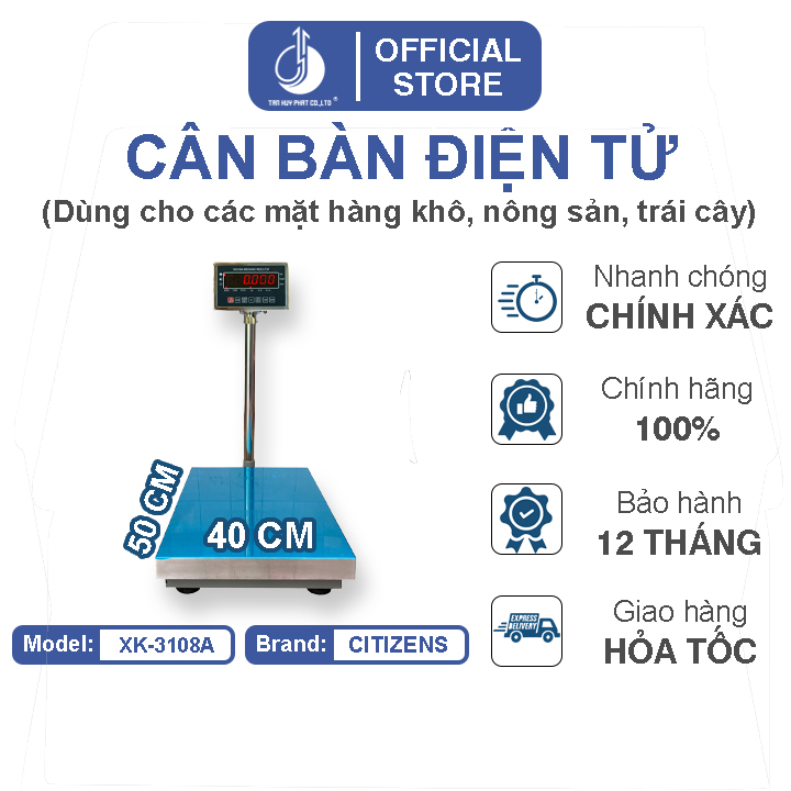 Cân Bàn Điện Tử XK3108A - Mặt Bàn Cân 400x500MM - Đầu Chống Nước