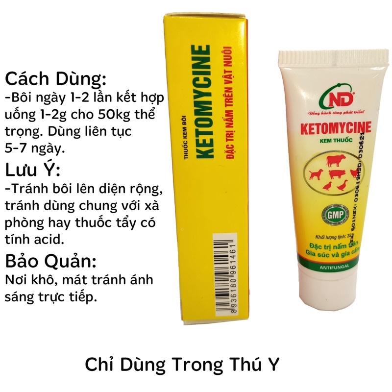 Kem Bôi Đặc Trị Nấm Trên Gia Súc Và Gia Cầm Ketomycine Tuýp 25g