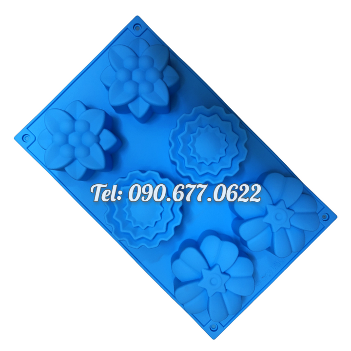 Khuôn silicone làm bánh, rau câu, khuôn trung thu 6 hoa các loại – Mã số 1337