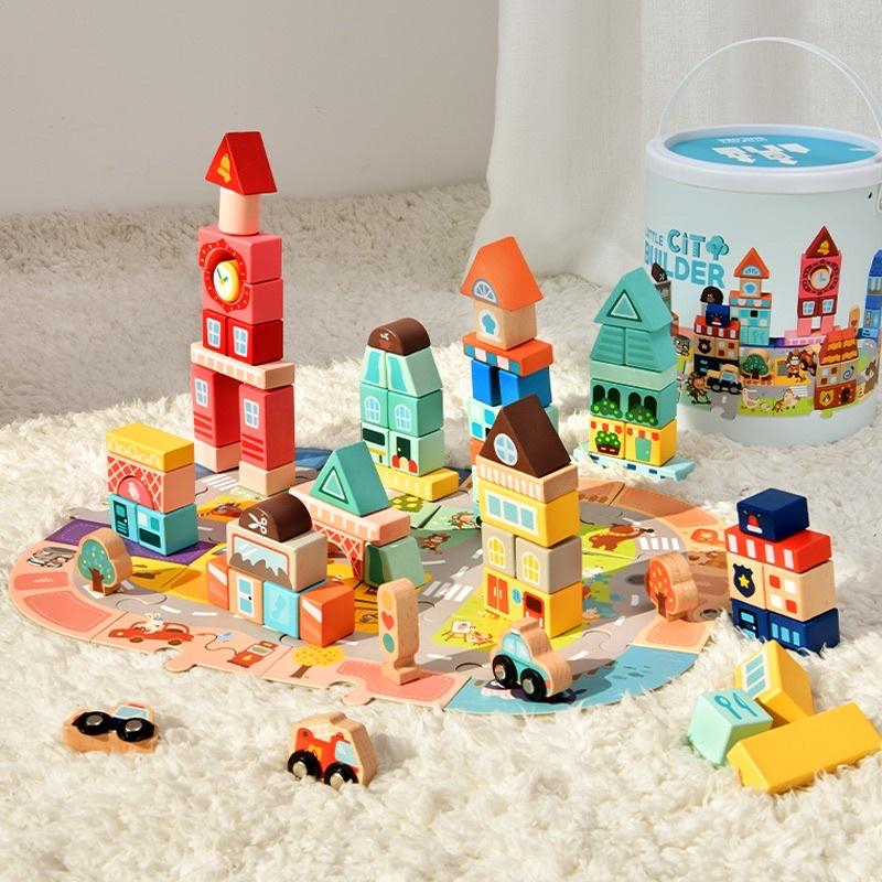 Đồ Chơi Xếp Hình Gỗ Thông minh Cho bé Sáng Tạo Creative Building Blocks Mideer