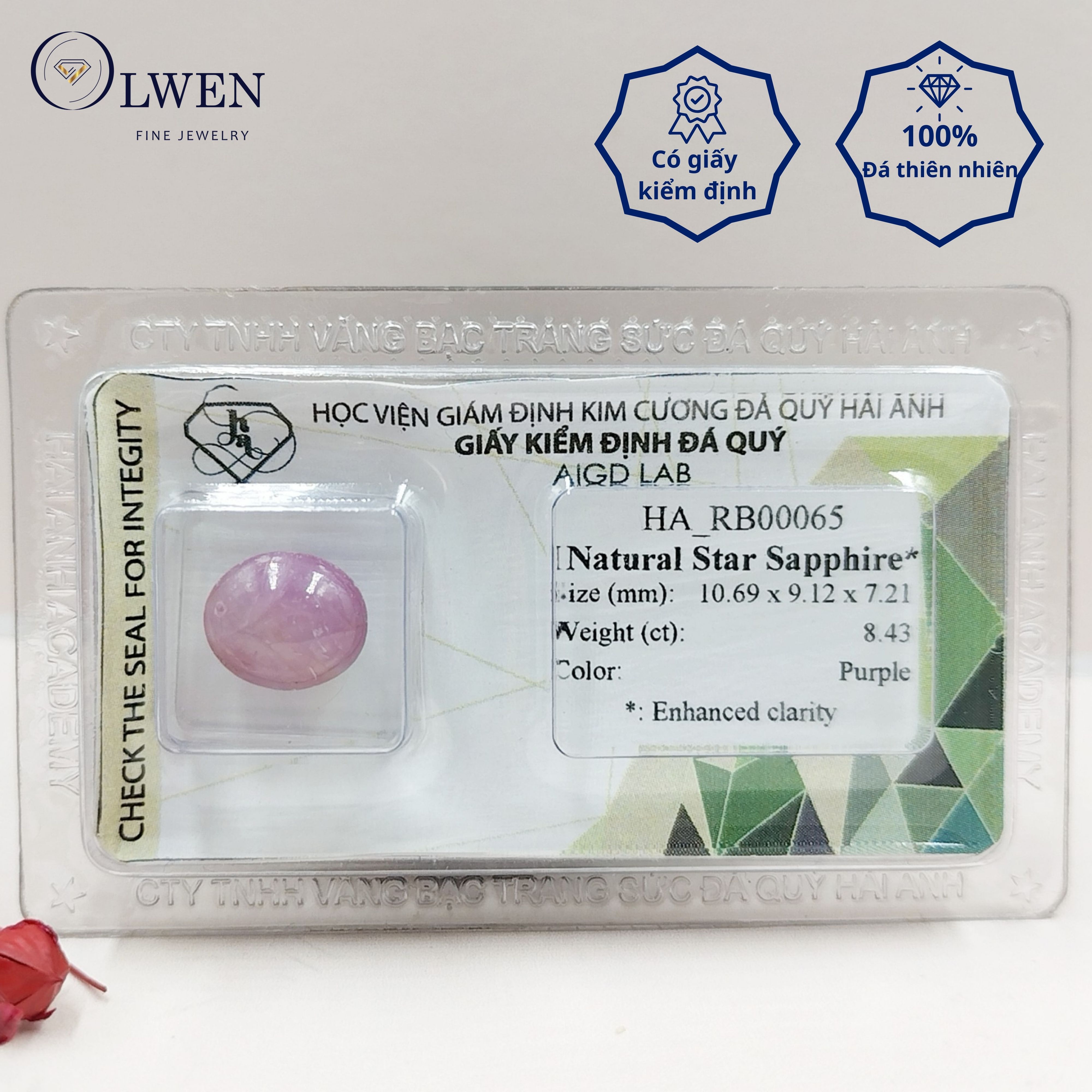 Viên đá Sapphire thiên nhiên kiểm định AIGD_HA-RB00065