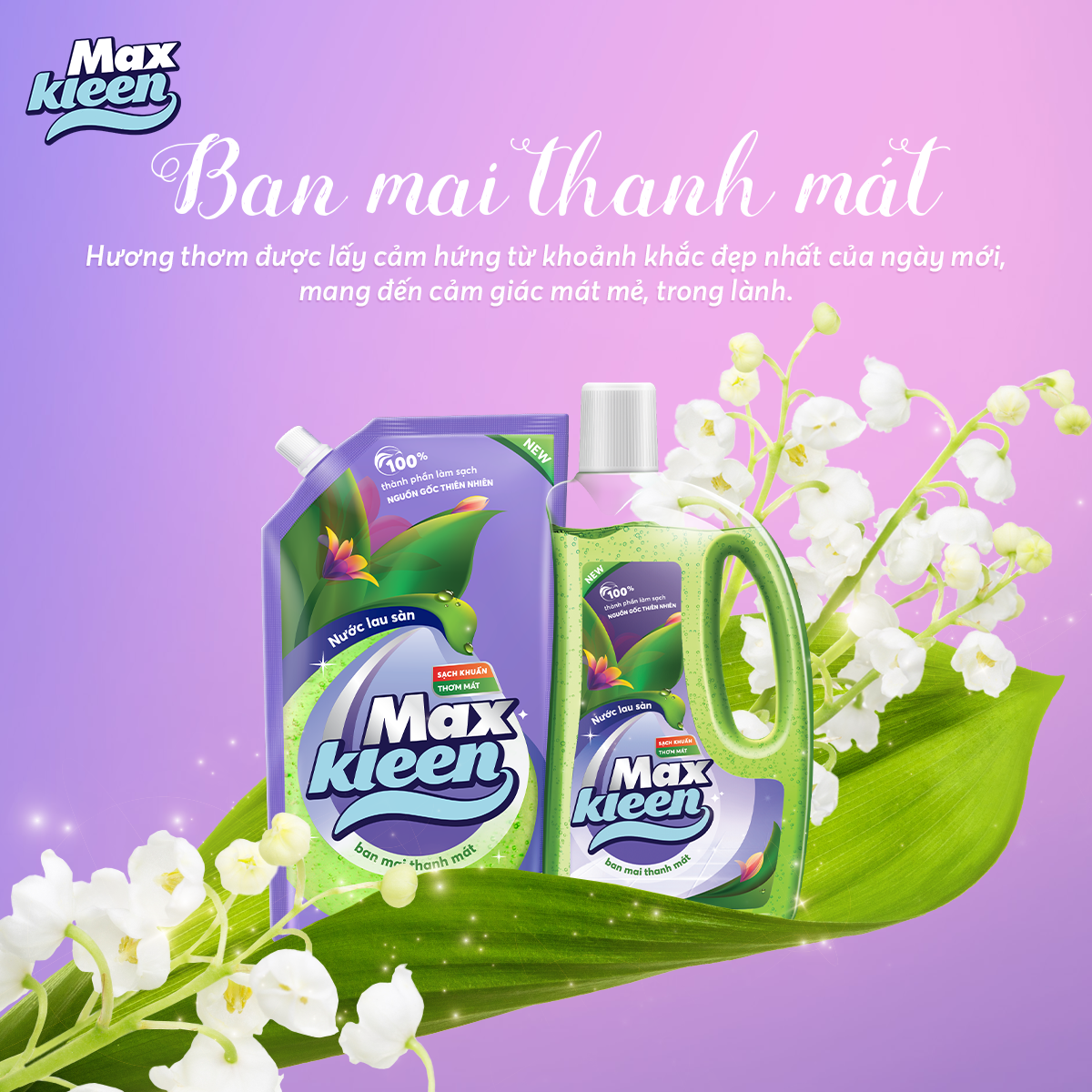 Túi Nước Lau Sàn MaxKleen (Ngàn hoa ngọt ngào/Ban mai thanh mát) 1kg