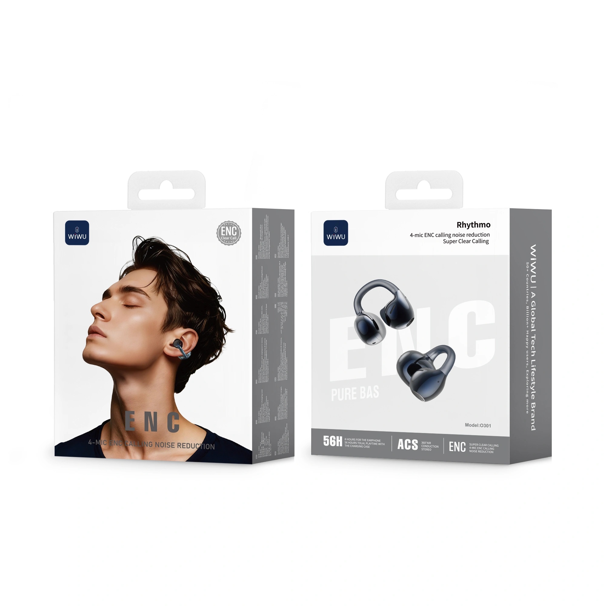 Tai nghe không dây Open-Ear RhythmAir ENC Pro bluetooth 6.0 WIWU OpenBuds O301 - Âm Thanh 360° Driver 11mm - 4 Mic ENC - Pin 56 Giờ - Chống Lọt Âm DS3.0 - Chống Nước IPX5 - Hàng nhập khẩu