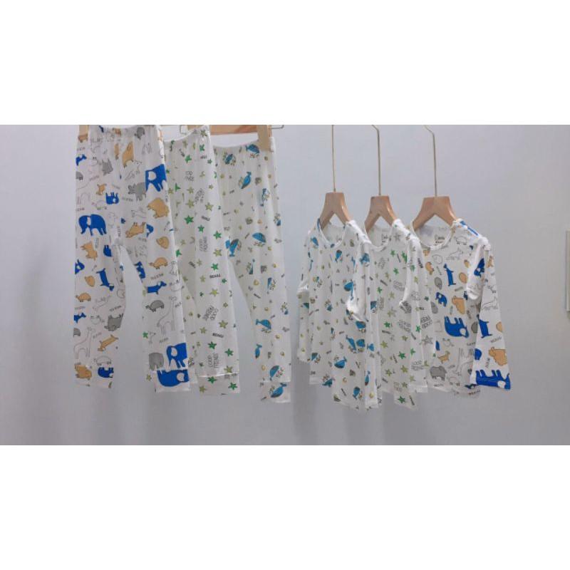 Bộ dài tay thun lạnh Bé Xíu Bexiu màu in hoạ tiết mềm mịn mát cho bé trai bé gái 5-19kg