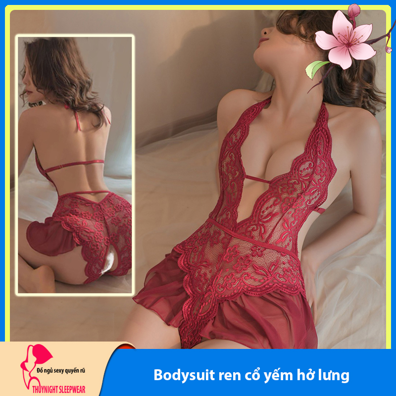 Váy ngủ bodysuit ren hở lưng sexy gợi cảm P68 - Đầm ngủ bodysuit quyến rũ - Đồ ngủ nữ sexy