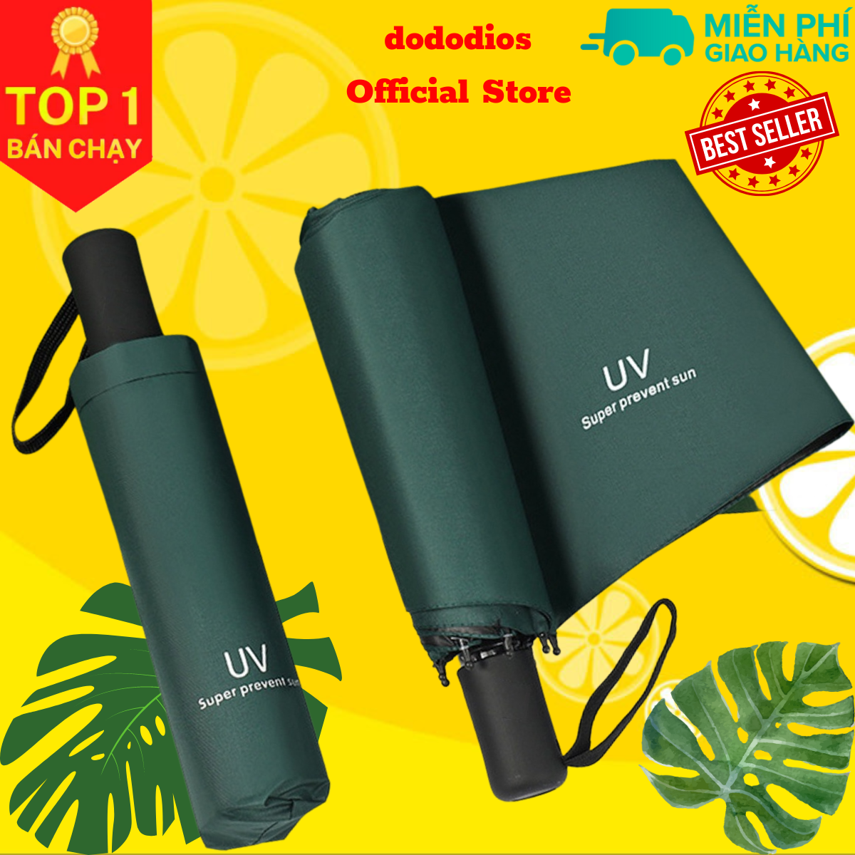 Ô tự động có nút đóng mở - Ô che nắng che mưa, Dù gấp gọn phủ lớp chống tia UV - Chính hãng dododios