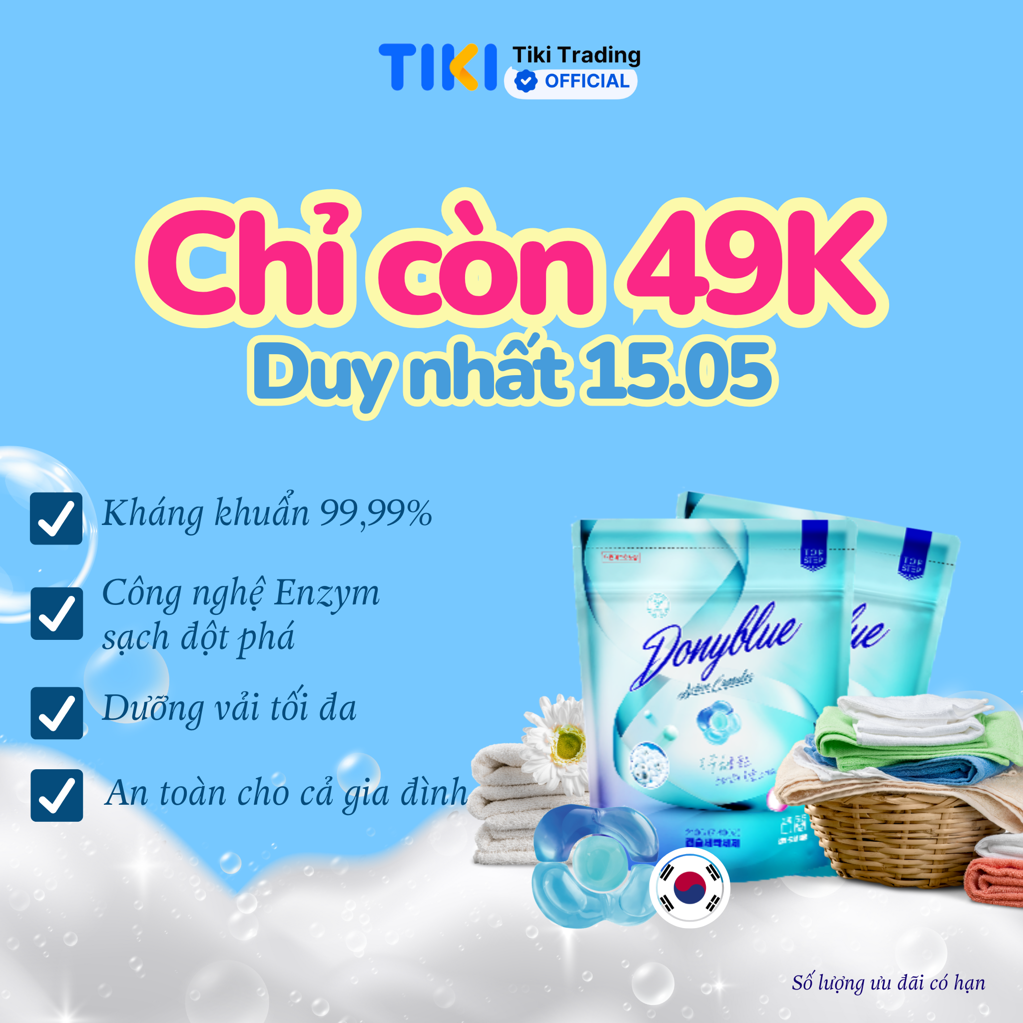 Viên giặt xả Top Step hương Nắng mai tươi mát gói 15 viên (210g)