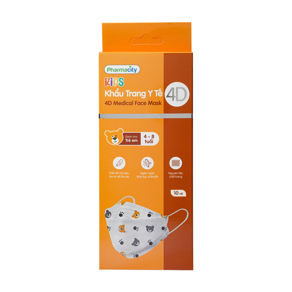Khẩu trang 4D trẻ em hoa văn cho bé trai 4-8 tuổi Pharmacity