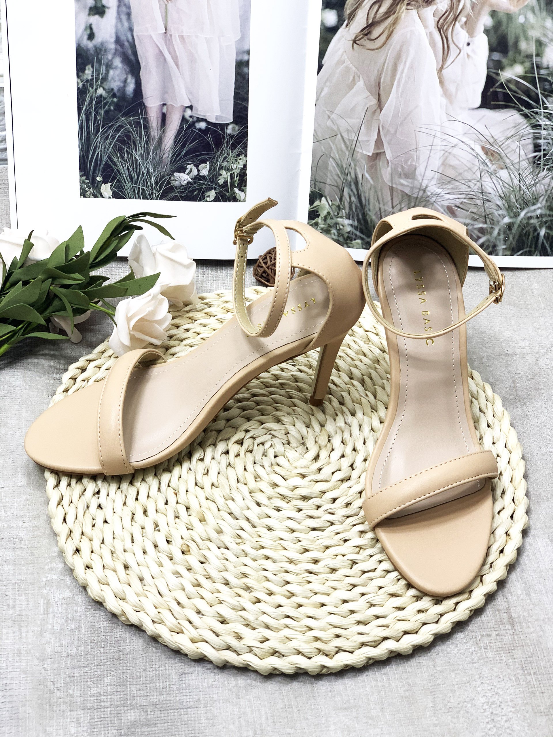 Giày sandal cao gót nữ bít hậu quai ngang cổ điển - Giày cao gót nữ 9cm - Giày nữ da mềm 3 màu Đen - Trắng Kem - Nâu - Linus LN286