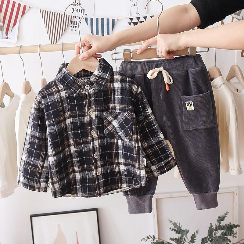 Kẻ Sọc Thời Trang Trẻ Em Bộ Ấm Sang Trọng Cao Cấp Áo Sơ Mi + Quần Bé Trai Quần Áo Bộ Quần Áo Dài Tay Trẻ Em Tracksuits Bé Trai đảng Áo Khoác