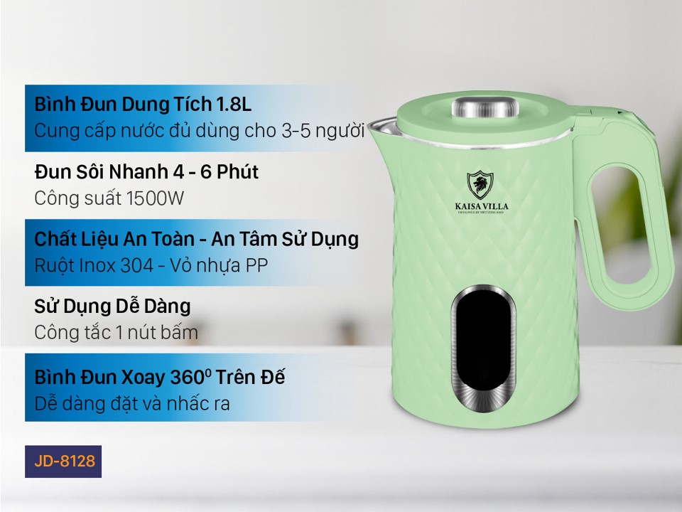 Ấm đun nước siêu tốc kaisa villa JD-8128
