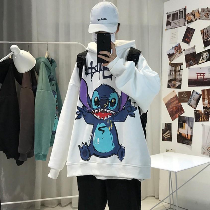 Áo Hoodie Unisex Chuột Stitch chất Liệu Nỉ Bông Xuất Hàn Cao Cấp