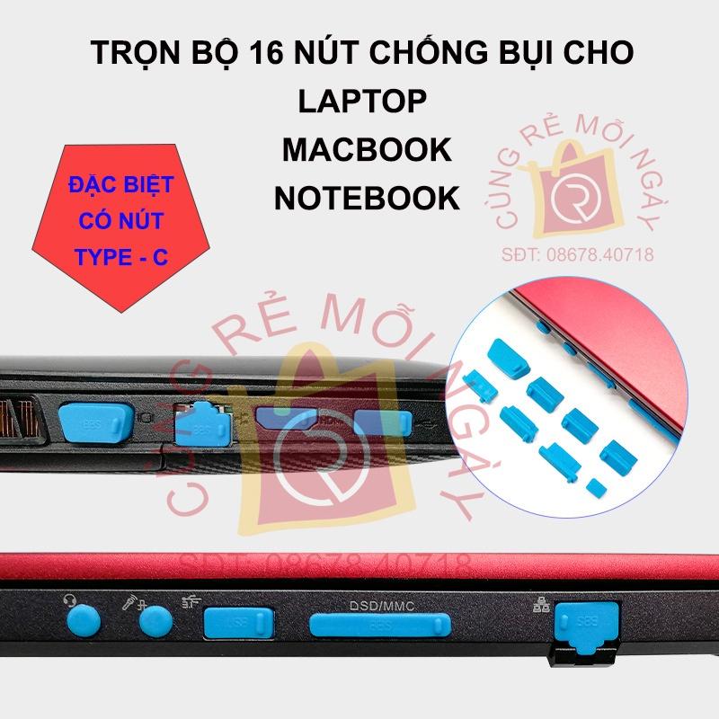 Bộ Nút Chống Bụi Silicon Cho Laptop, Macbook (16 Nút) có nút Type C