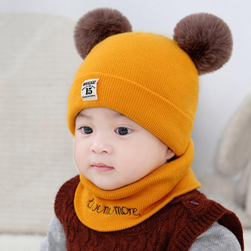 NEW Baby Toddler Hat Cap with Scarf Set Wool Warmer Winter / Faux Fur