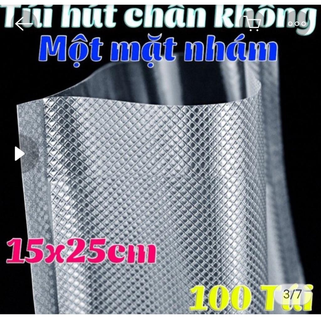 Túi hút chân không thực phẩm một mặt nhám, bộ 100 túi ép chân không cao cấp một mặt nhám size Thông dụng 25*17