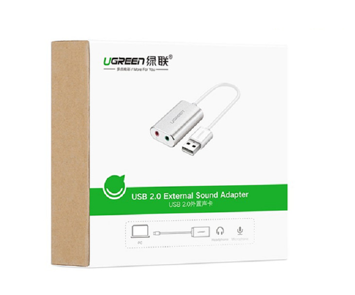 Dây USB 2.0 mở rộng sang đồng thời 2 cổng 3.5mm cho tai nghe + mic không cần driver UGREEN 30801 - Hàng chính hãng