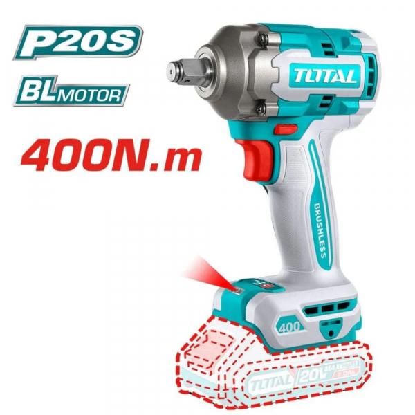 BỘ COMBO MÁY SIẾT BULOONG KHÔNG CHỔI THAN TIWLI2040 &amp; DÈN LÀM VIỆC TWLI35261 DÙNG PIN 20V TOTAL TOSLI23048 - HÀNG CHÍNH HÃNG