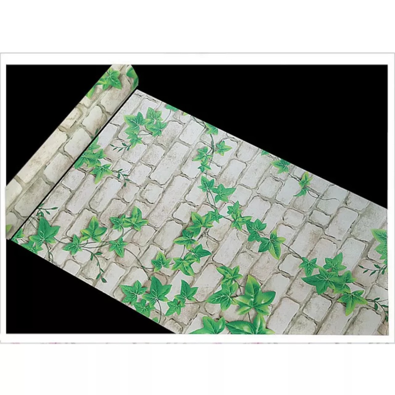 Giấy dán tường gạch dây leo xanh khổ rộng 45cm dài 10m có keo sẵn