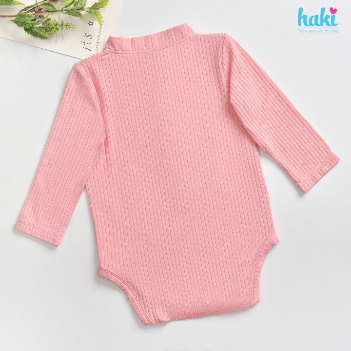 Body chip dài tay cổ trụ vải gỗ sồi cao cấp HAKI (4-12kg); bodysuit cho bé trai bé gái; body cho bé sơ sinh; body mở đũng chất liệu modal siêu mềm BM011