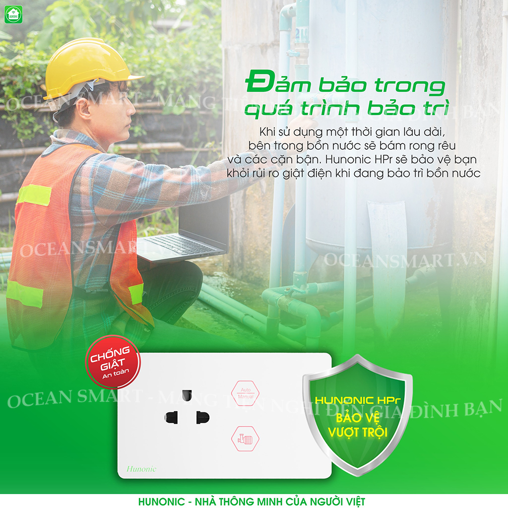 Ổ Cắm Máy Bơm Chống Giật An Toàn Hunonic SPS, Ổ Cắm Kết Hợp Phao Điện Máy Bơm Nước - HNSKSPS