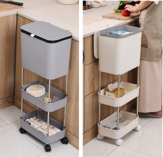 Thùng Rác Phân Loại 3 Tầng Bánh xe Garbage Can