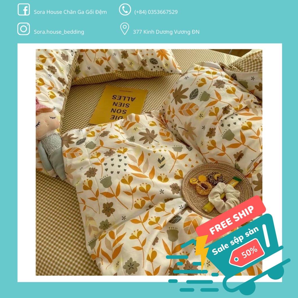 Bộ Chăn Ga Gối Cotton Living Lá Mùa Thu