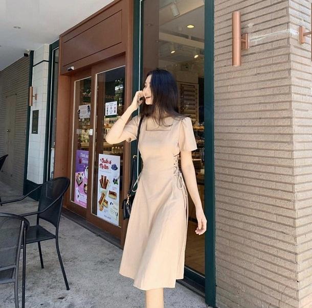 Đầm xòe công sở cổ U xinh xinh GD8197A