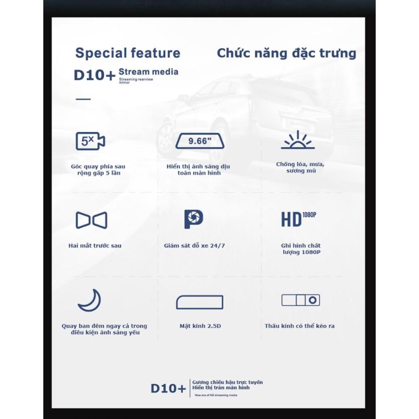 CAMERA hành trình gương Acumen D10 plus Màn hình 9.66'', Hình ảnh 1080P Full HD